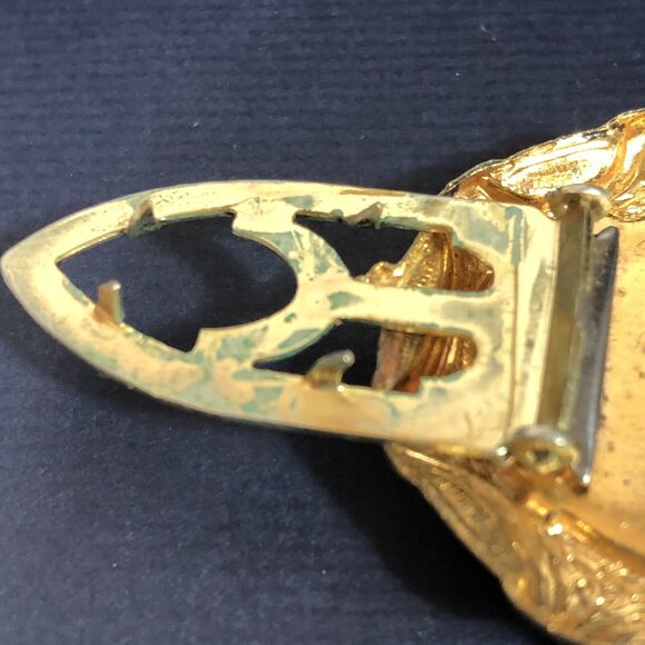 Vintage Oval Dress Clip Renaissance Couple Man Woman Brass Color Retro - Picture 8 of 8